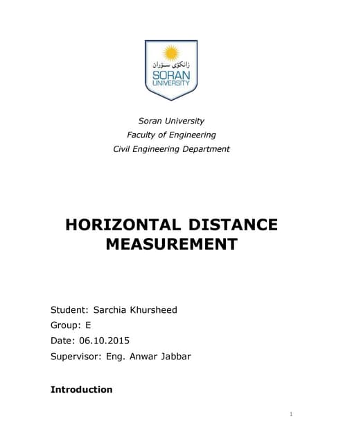 Horizontal Distance Measurement - Report