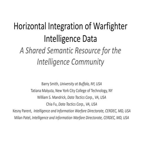 Horizontal integration of warfighter intelligence data