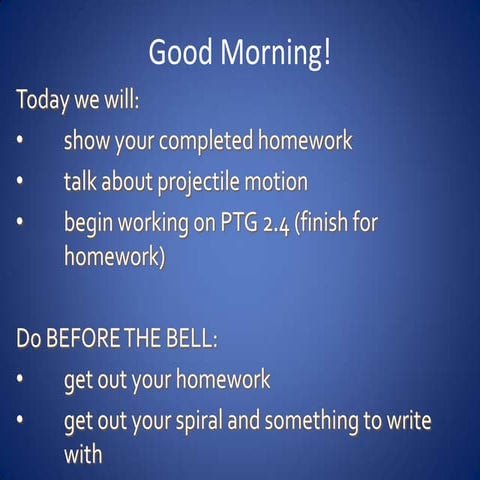 Horizontally Launched Projectiles