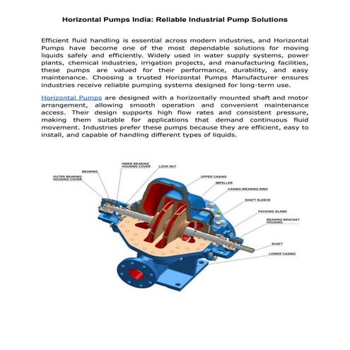 A Complete Guide on Horizontal Splits Pumps | PDF