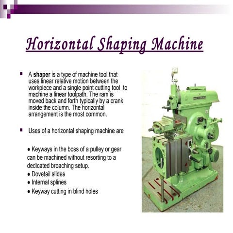 Horizontal shaping machine