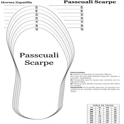 guia de talles de plantilla para zapatos | PDF