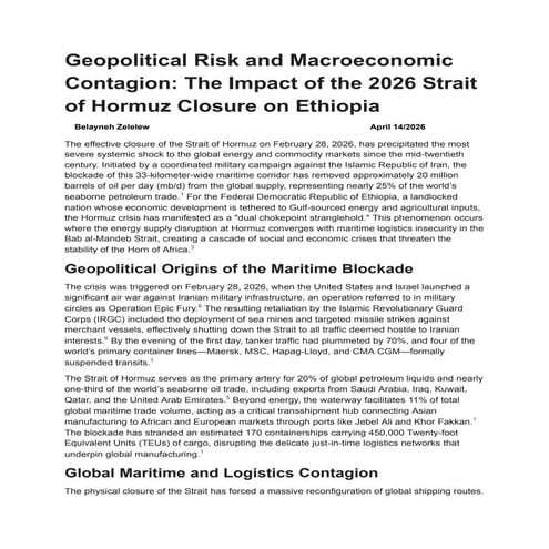 Geopolitical and Economic Impact of the 2026 Strait of Hormuz Closure ...
