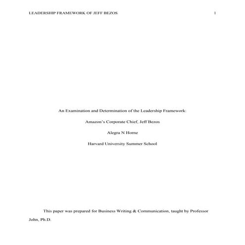 An Examination and Determination of the Leadership Framework: Amazon's ...