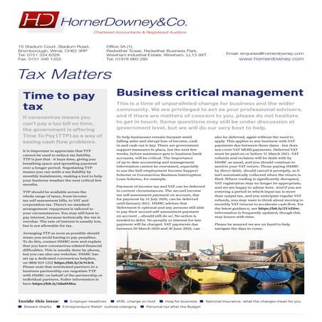Horner Downey & Co Tax Matters Newsletter
