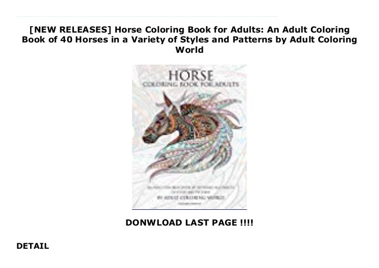Download New Releases Horse Coloring Book For Adults An Adult Coloring Bo