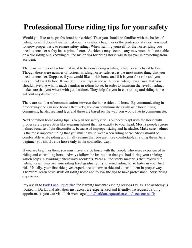 Professional Horse riding tips for your safety