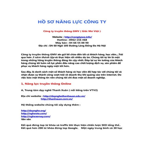 Ho so nang luc cong ty