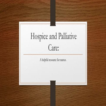 Hospice and palliative care