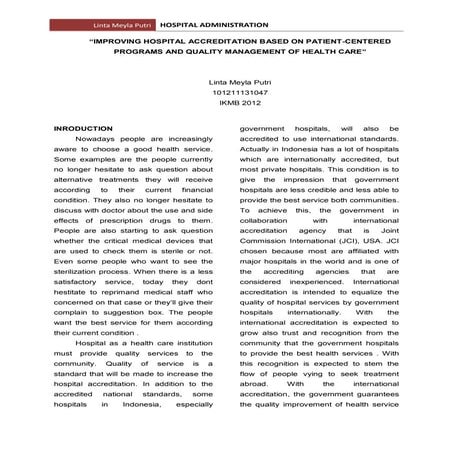 How to Improve Hospital Accreditation - Linta Meyla Putri