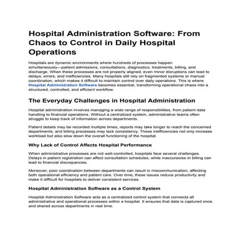 Hospital Administration Software_ From Chaos to Control in Daily ...