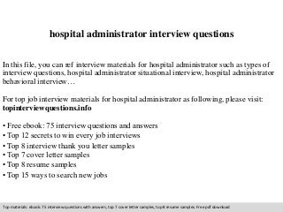hospital interview questions