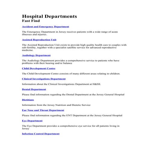 Hospital Departments