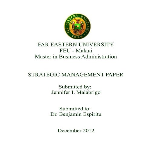 Strategic Management Paper - Hospital industry analysis