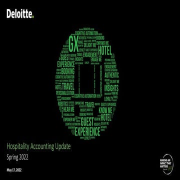 Hospitality Accounting Update Spring 2022