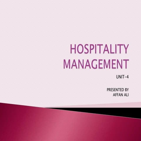 Hospitality management unit4