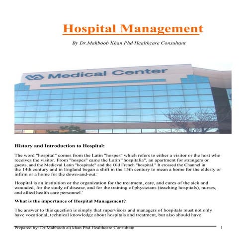 OBM752 Hospital Management Question Bank | PDF