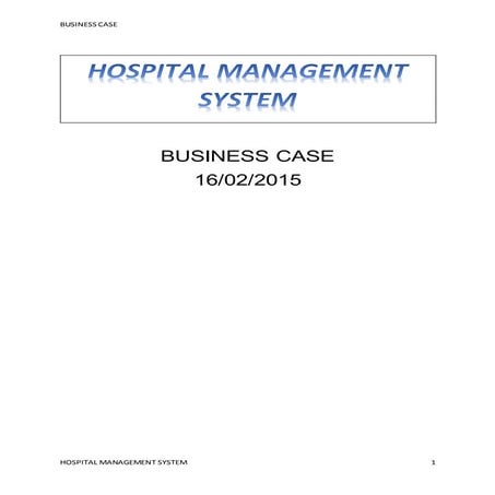 Hospital management system business case