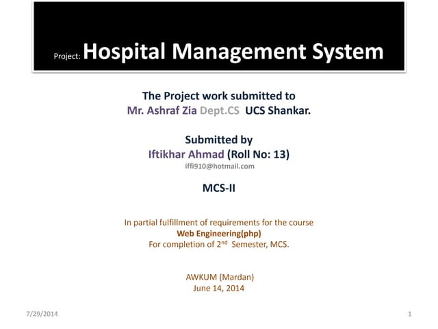 Hospital management system (php project) web engineering