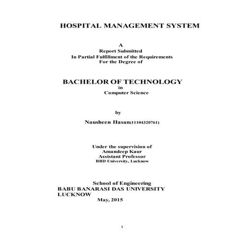 Hospital mangement system report file