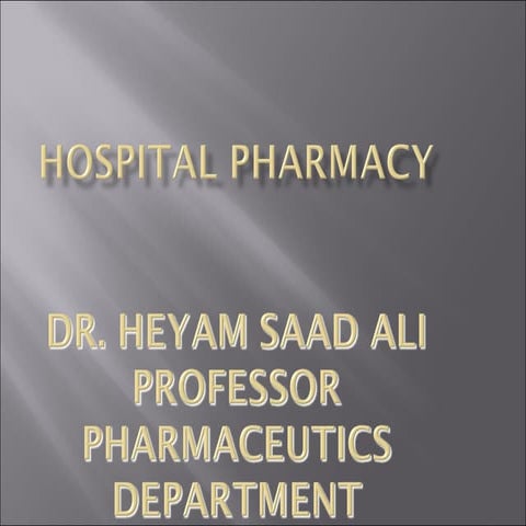 Hospital pharmacy institiutional section