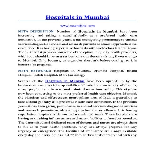 Hospitals in mumbai