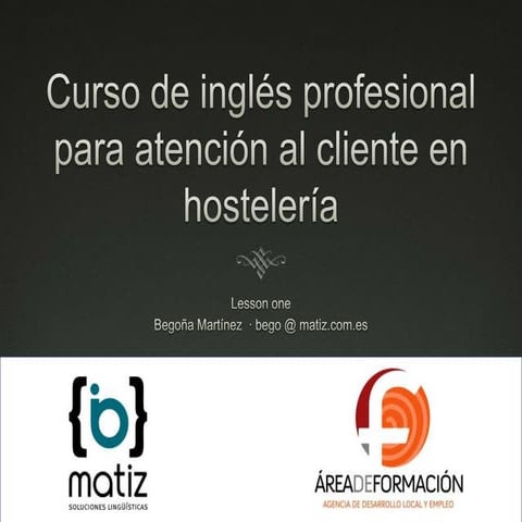 Inglés profesional para la atención al cliente en hostelería día 1