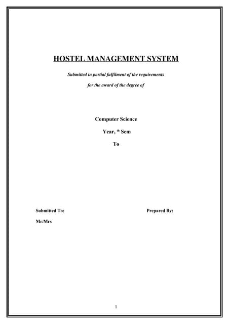 Hostel management system srs | PDF