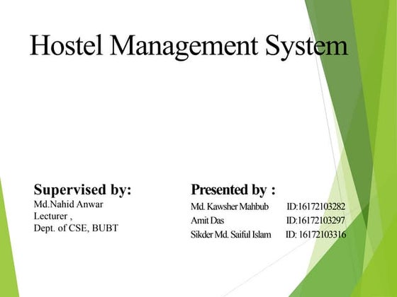 Hostel management system ppt | PPT