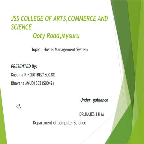 A ppt on hostel management smart system by students