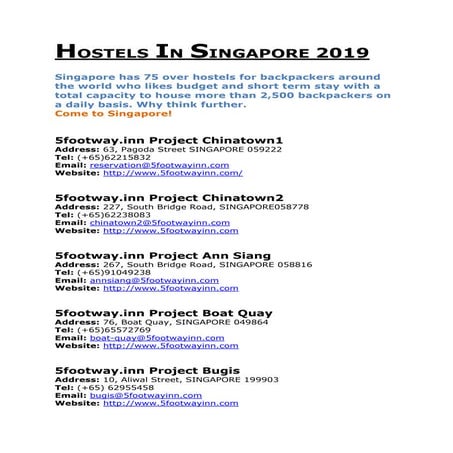 Hostels in Singapore