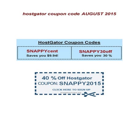 Hostgator coupon code august 2015