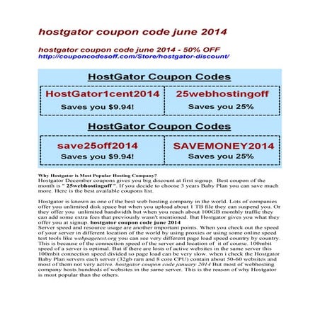 hostgator coupon code june 2014 - 50% OFF