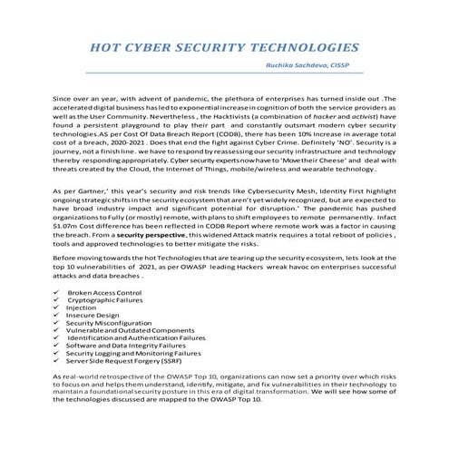 Hot Cyber Security Technologies