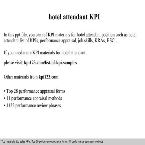 Housekeeping room attendant kpi | PPT