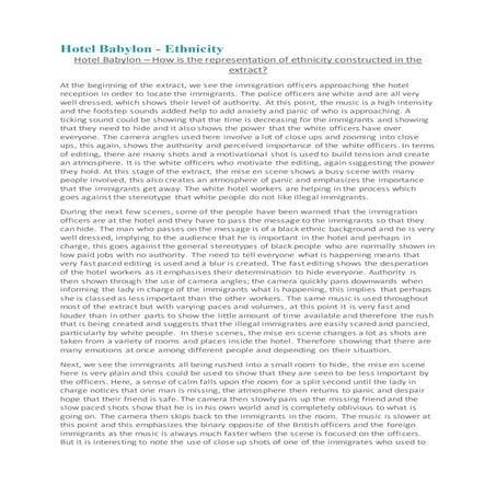 Hotel Babylon Answer