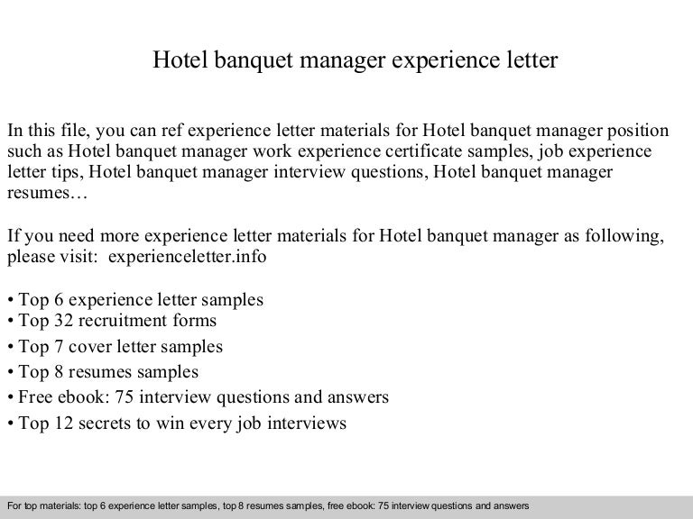 hotelbanquetmanagerexperienceletter 140901123356 phpapp02 thumbnail 4jpgcb1409574859 banquet manager cover letter