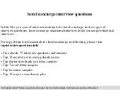 Hotel concierge interview questions