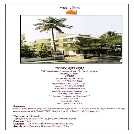 Hotelfactsheet