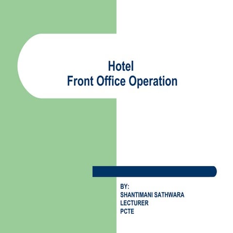 Introduction to Hotel Front Office 