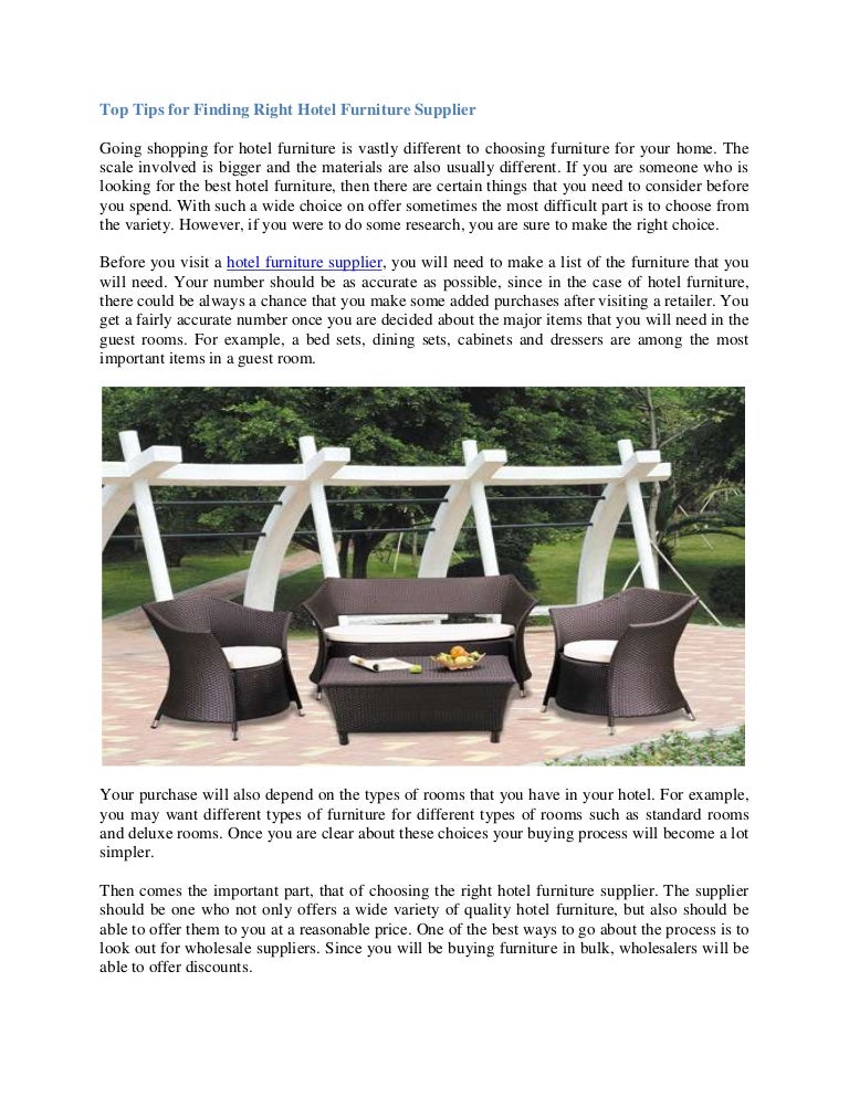 Hotel furniture supplier