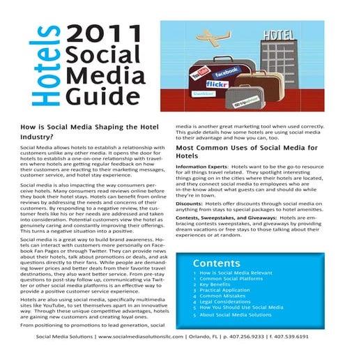 2011 Guide for Hotels Using Social Media