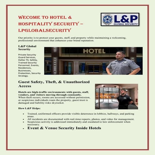 Comprehensive Hotel & Hospitality Security Solutions by L&P Global ...