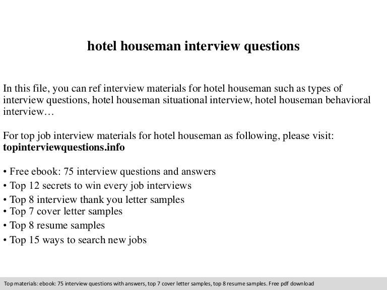 Hotel houseman interview questions