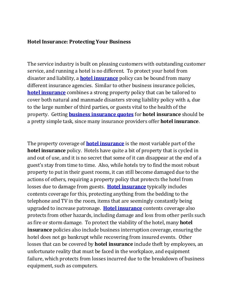 Hotel insurance protecting your business