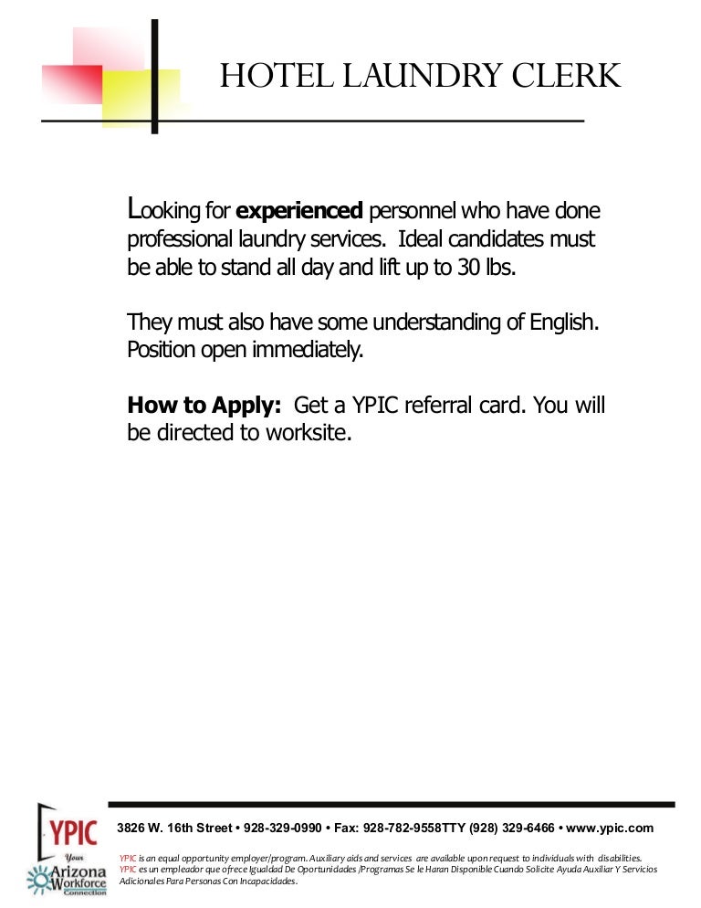 Hotel Laundry Clerk