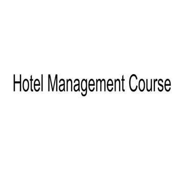 Hotel Management Course 