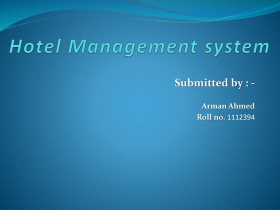 Hotel management system project | PPTX