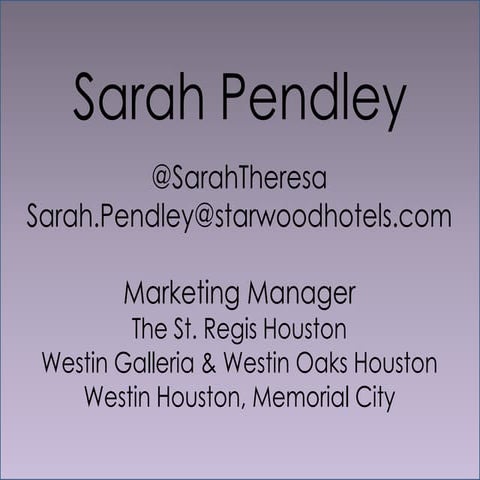 Hotel Marketing101 by Sarah Pendley