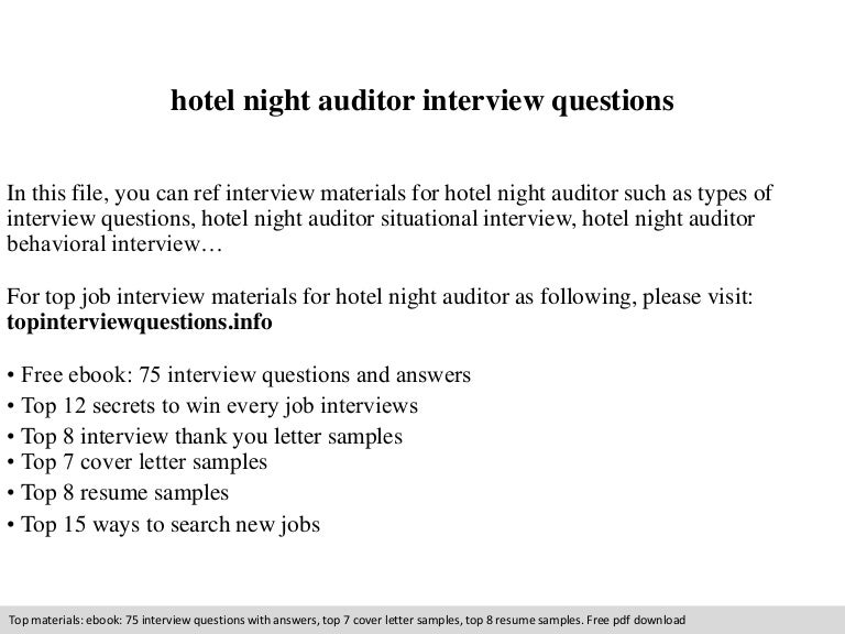 10 Night Auditor Interview Questions And Answers Pdf Ebook Free Downl